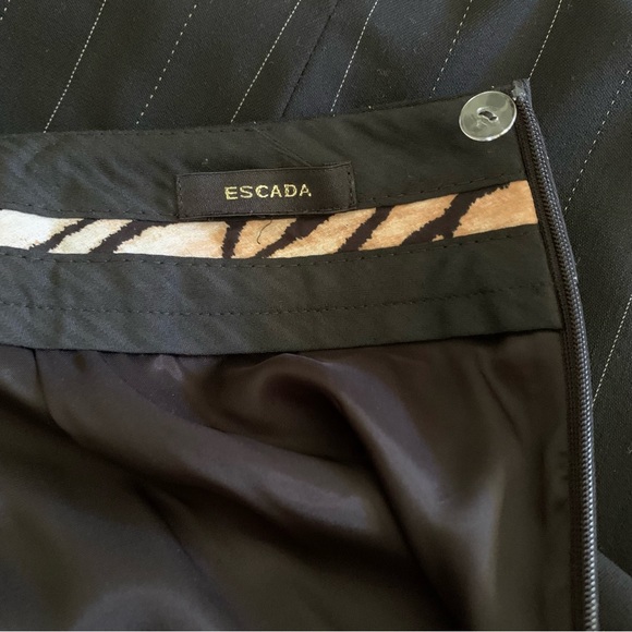 Escada black pinstripe pencil skirt large - Picture 3 of 9